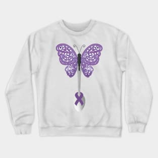 Butterfly Spoon Awareness Ribbon! (Purple) Crewneck Sweatshirt